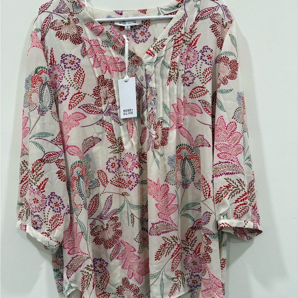 Rose & Olive Multicolor Floral Blouse